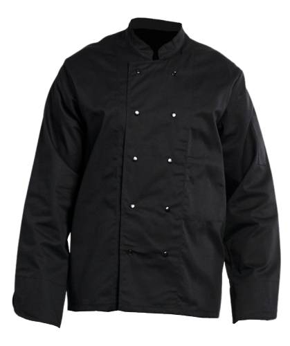 Veste De Cuisine Professionnelle Manches Longues - Fermeture Pressions, Poignets Mousquetaires, Poche Stylo - Tissu Sergé 240g