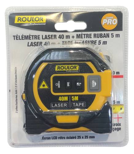 Mètre Ruban Laser,Télémètre laser 40m et Ruban 5m 2 en 1, Double